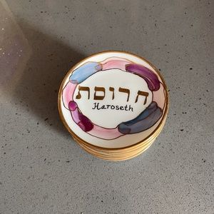 Vintage 6 hand painted seder plates